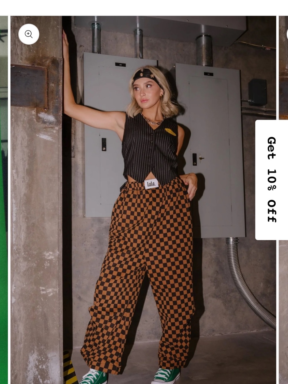 Dressed In Lala Brown and Black Checkerboard Wide-Leg Pants